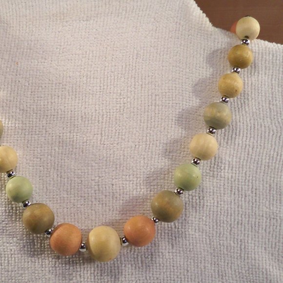 Washed Pastel Colored Wood Beads 24" Necklace - Picture 2 of 7